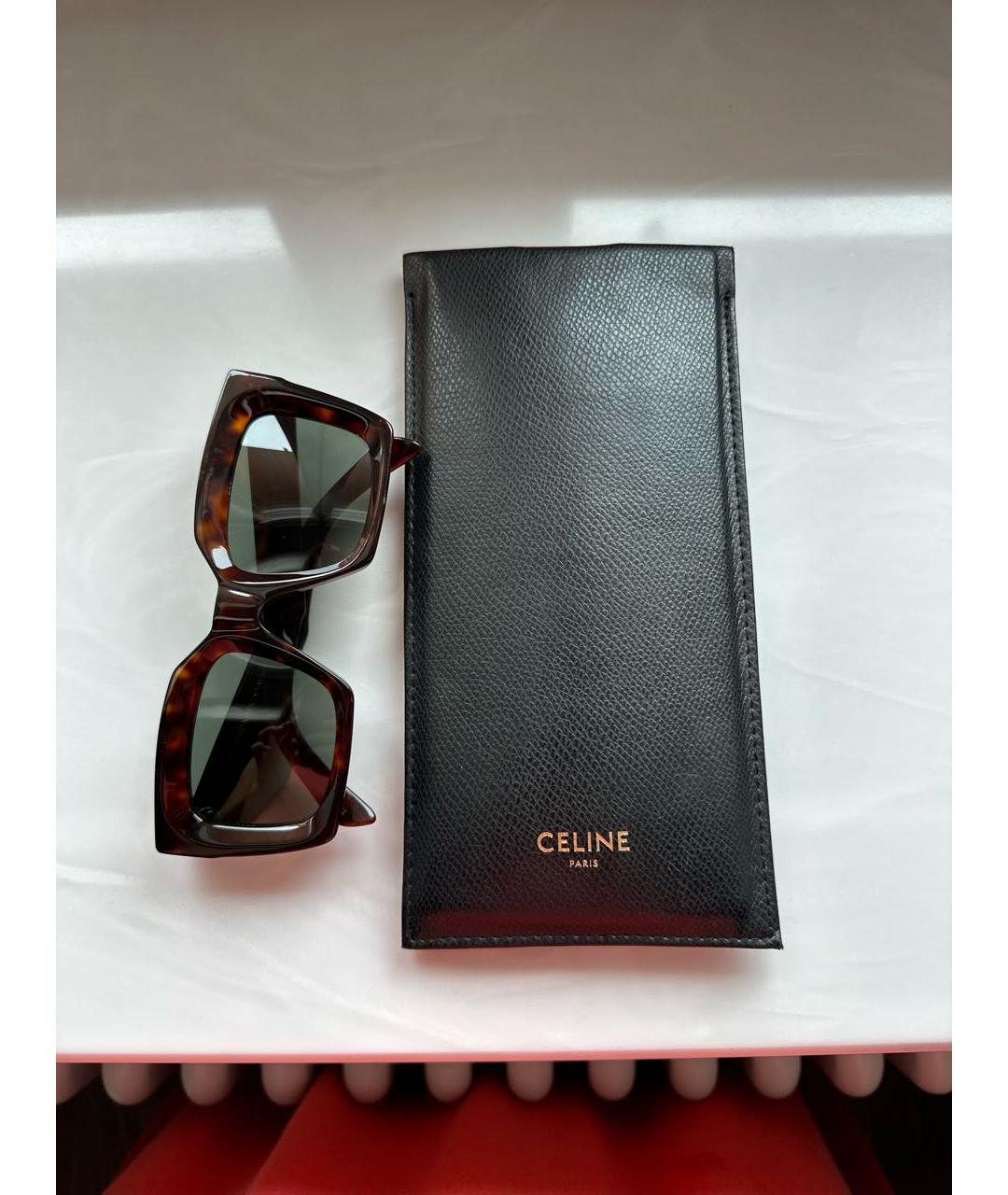 CELINE PRE-OWNED Коричневые пластиковые солнцезащитные очки, фото 4