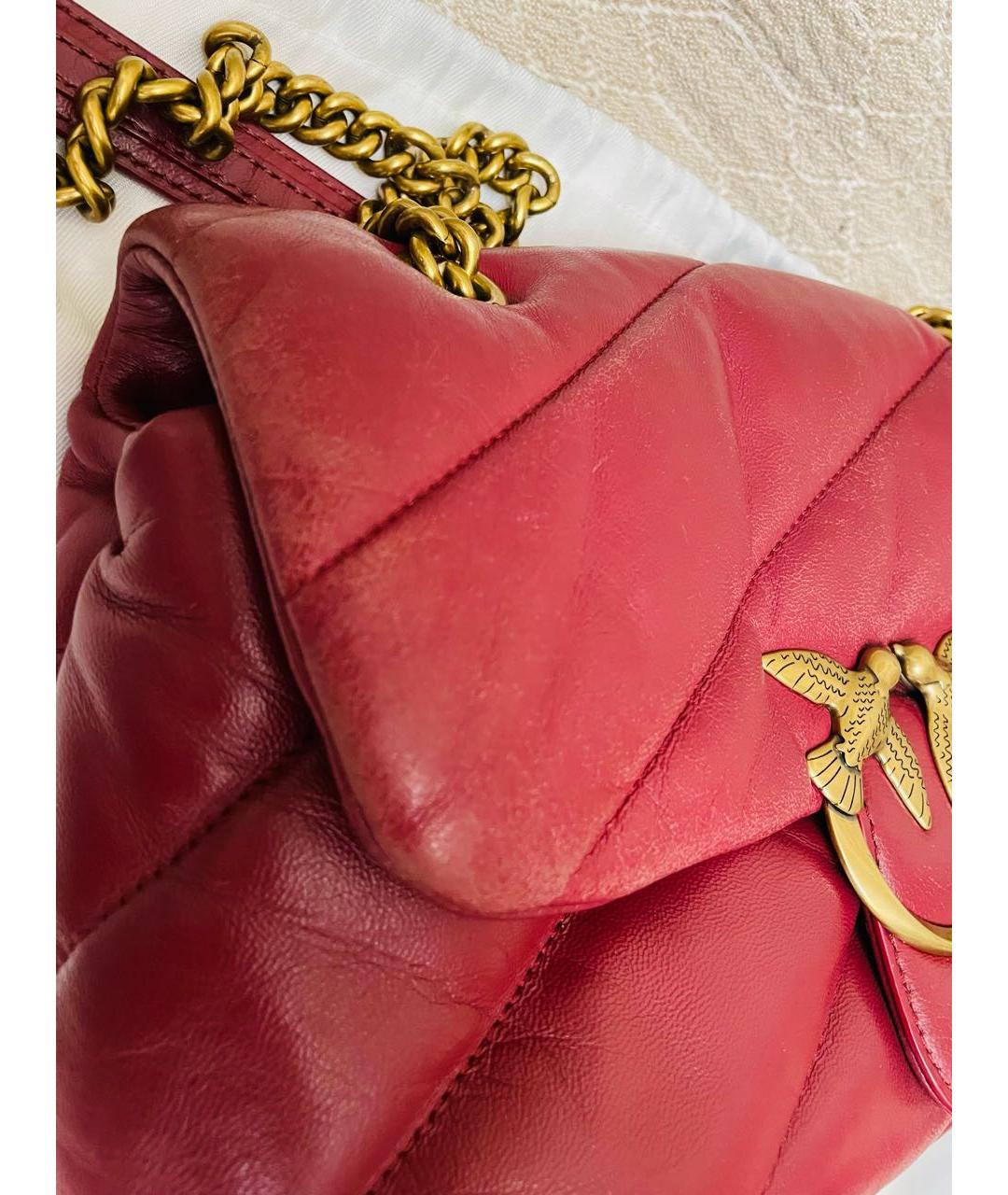 PINKO Бордовая кожаная сумка через плечо, фото 2
