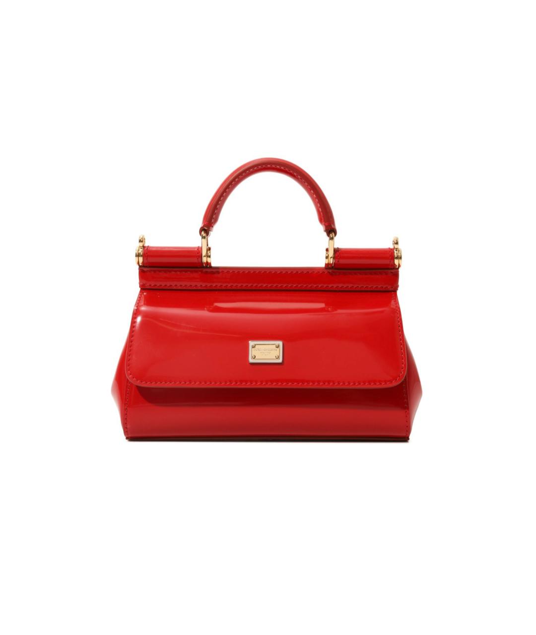 DOLCE&GABBANA Красная сумка с короткими ручками из лакированной кожи, фото 1