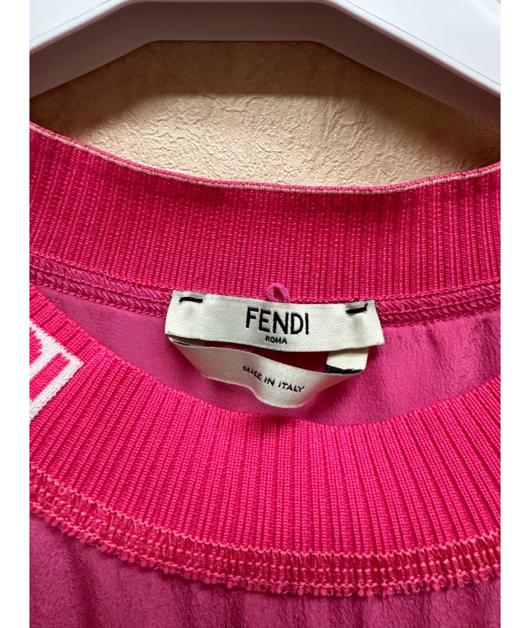 FENDI Розовая шелковая футболка, фото 3