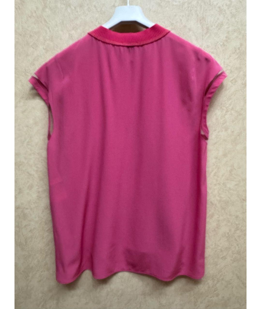 FENDI Розовая шелковая футболка, фото 2