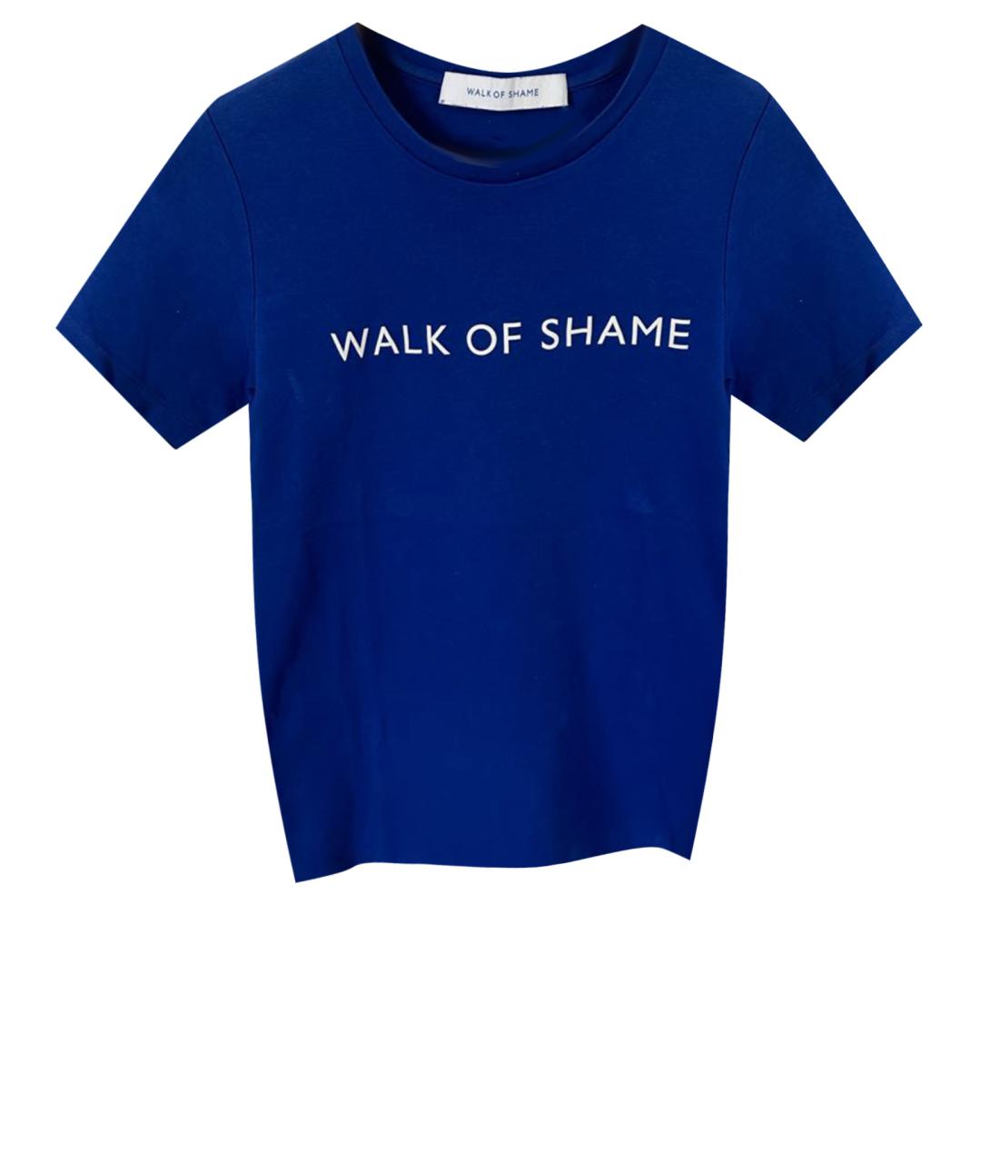 WALK OF SHAME Синяя хлопко-эластановая футболка, фото 1