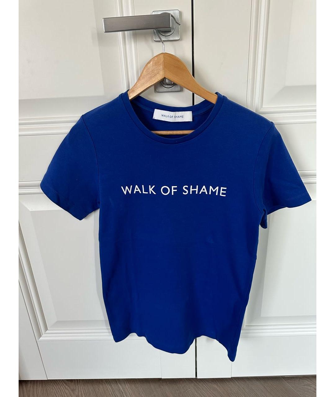 WALK OF SHAME Синяя хлопко-эластановая футболка, фото 3