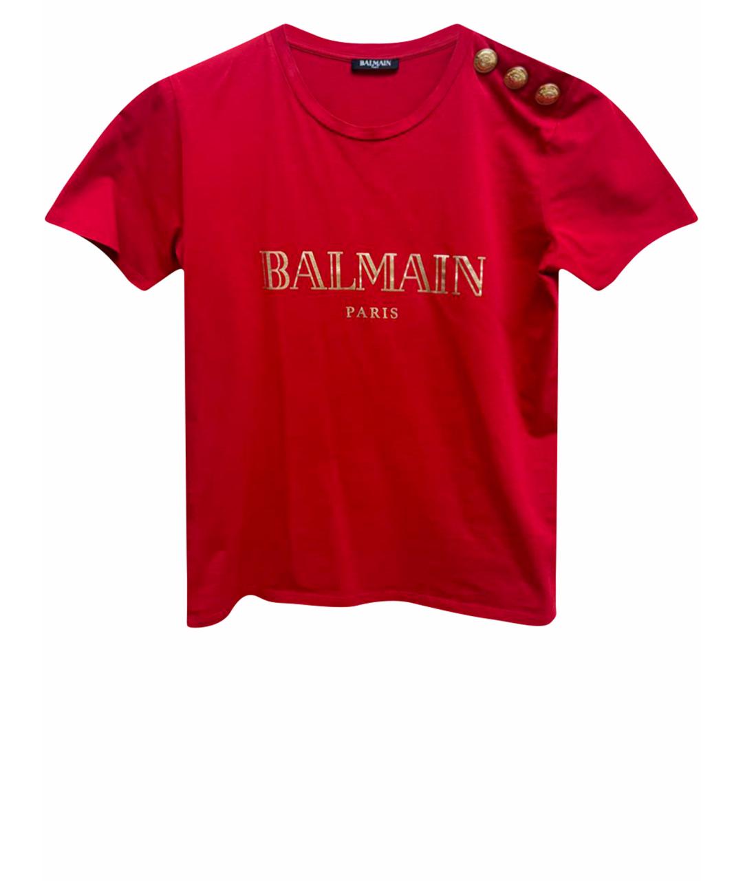 BALMAIN Красная хлопковая футболка, фото 1