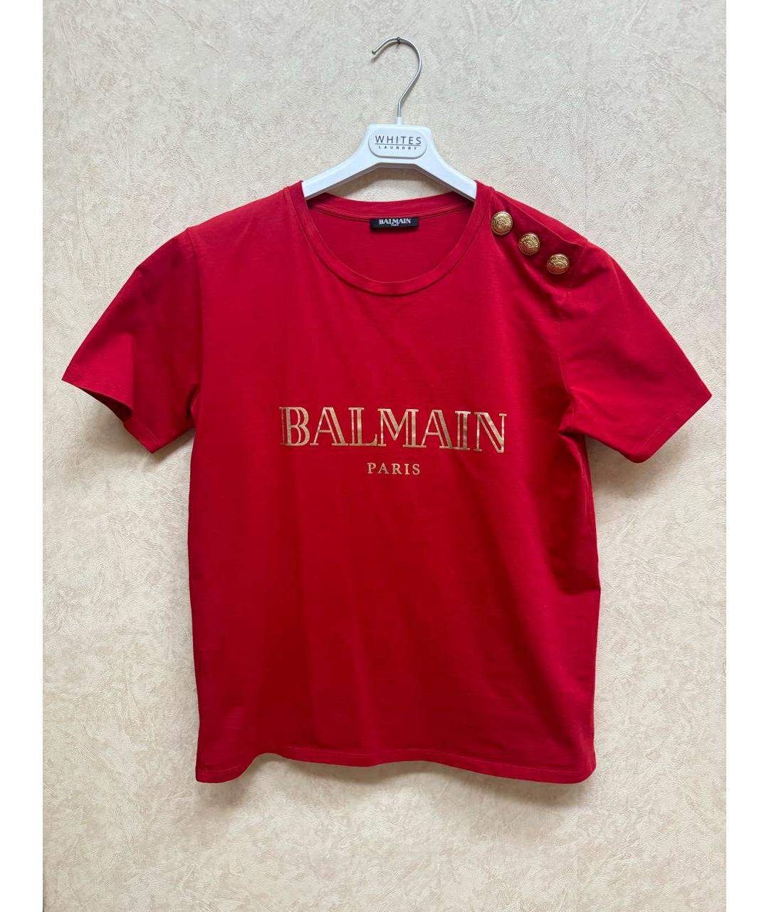 BALMAIN Красная хлопковая футболка, фото 9