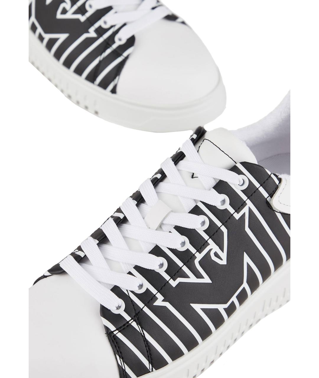EMPORIO ARMANI Белые низкие кроссовки / кеды из искусственной кожи, фото 4