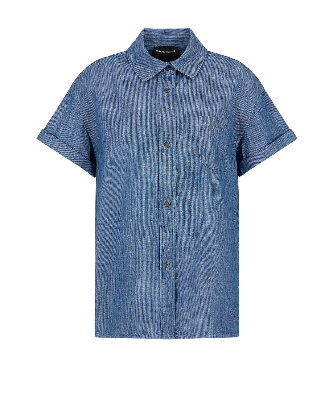 EMPORIO ARMANI Голубая хлопковая рубашка, фото 1
