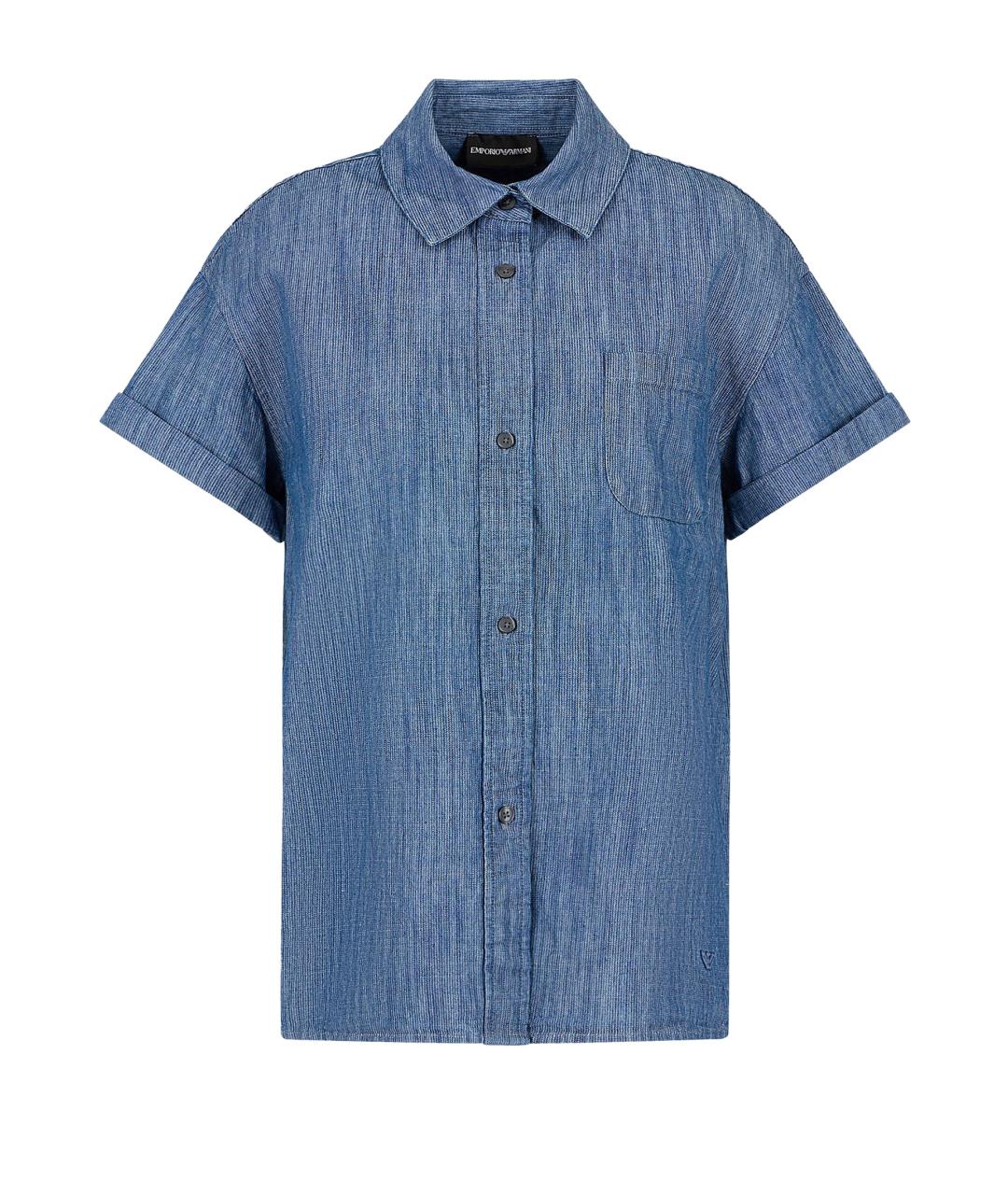 EMPORIO ARMANI Синяя хлопковая рубашка, фото 1
