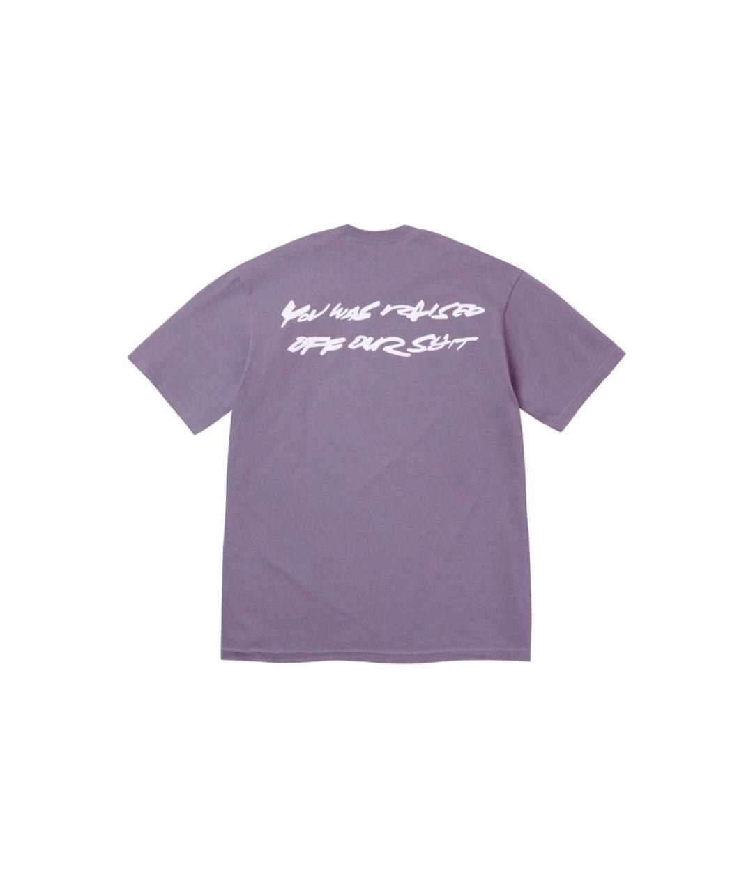 SUPREME Фиолетовая хлопковая футболка, фото 2