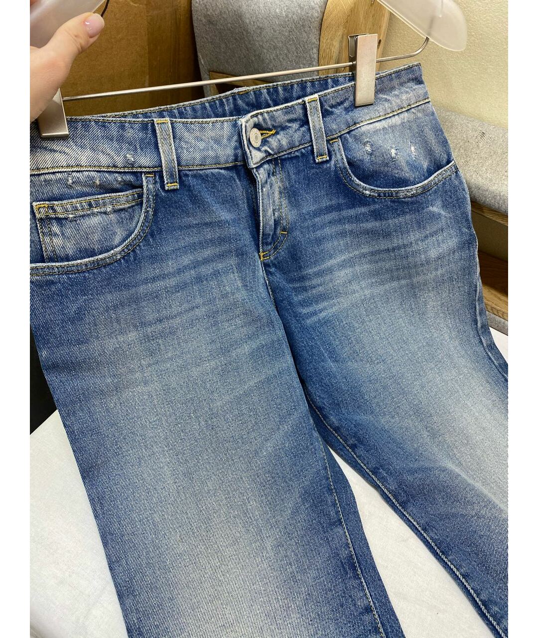 GUCCI Голубые хлопковые прямые джинсы, фото 3