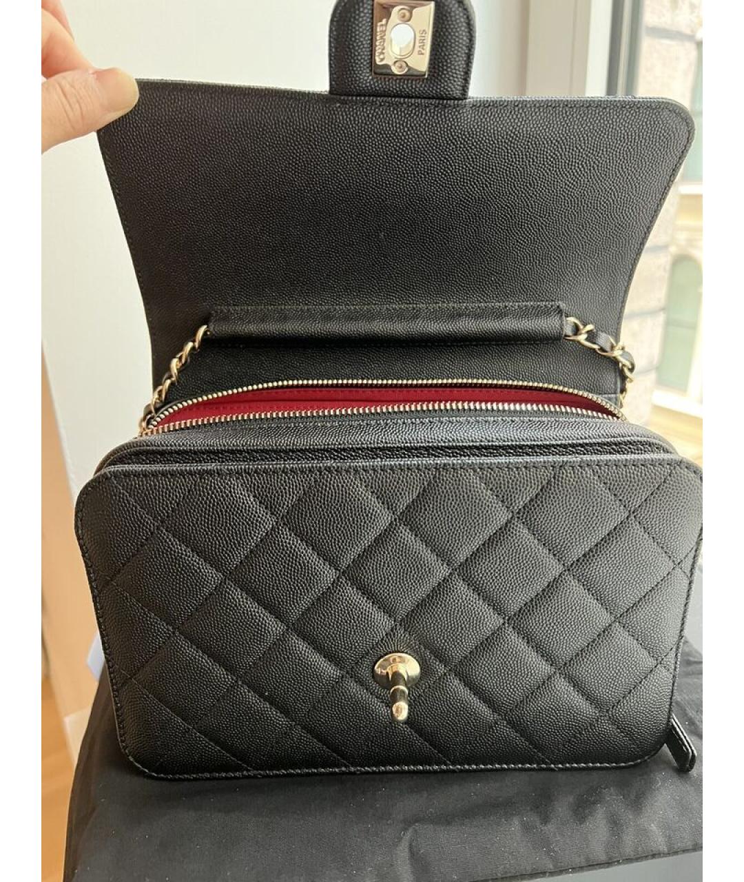 CHANEL Черная кожаная сумка через плечо, фото 7
