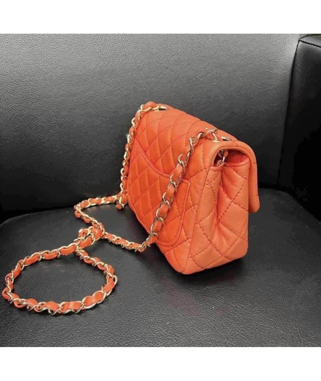 CHANEL Оранжевая кожаная сумка через плечо, фото 2