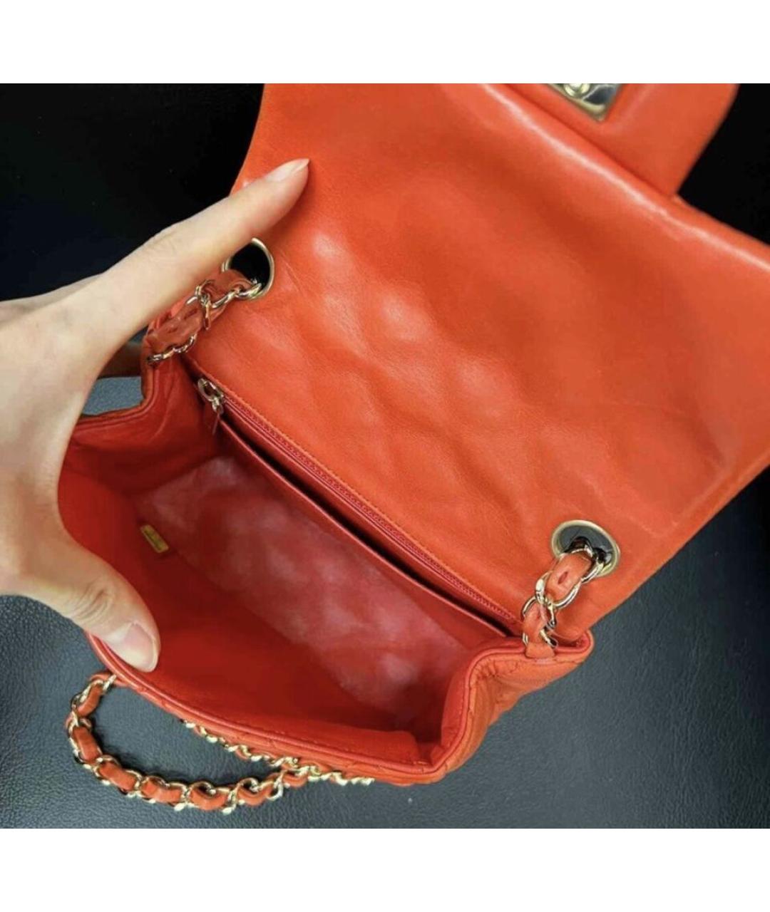 CHANEL Оранжевая кожаная сумка через плечо, фото 5