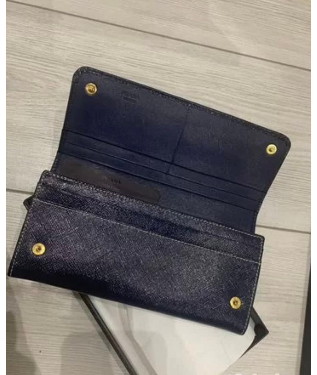 PRADA Темно-синий кожаный кошелек, фото 2