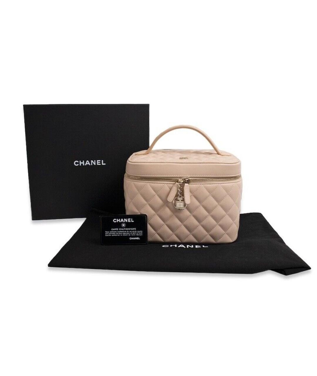 CHANEL Бежевая кожаная косметичка, фото 1