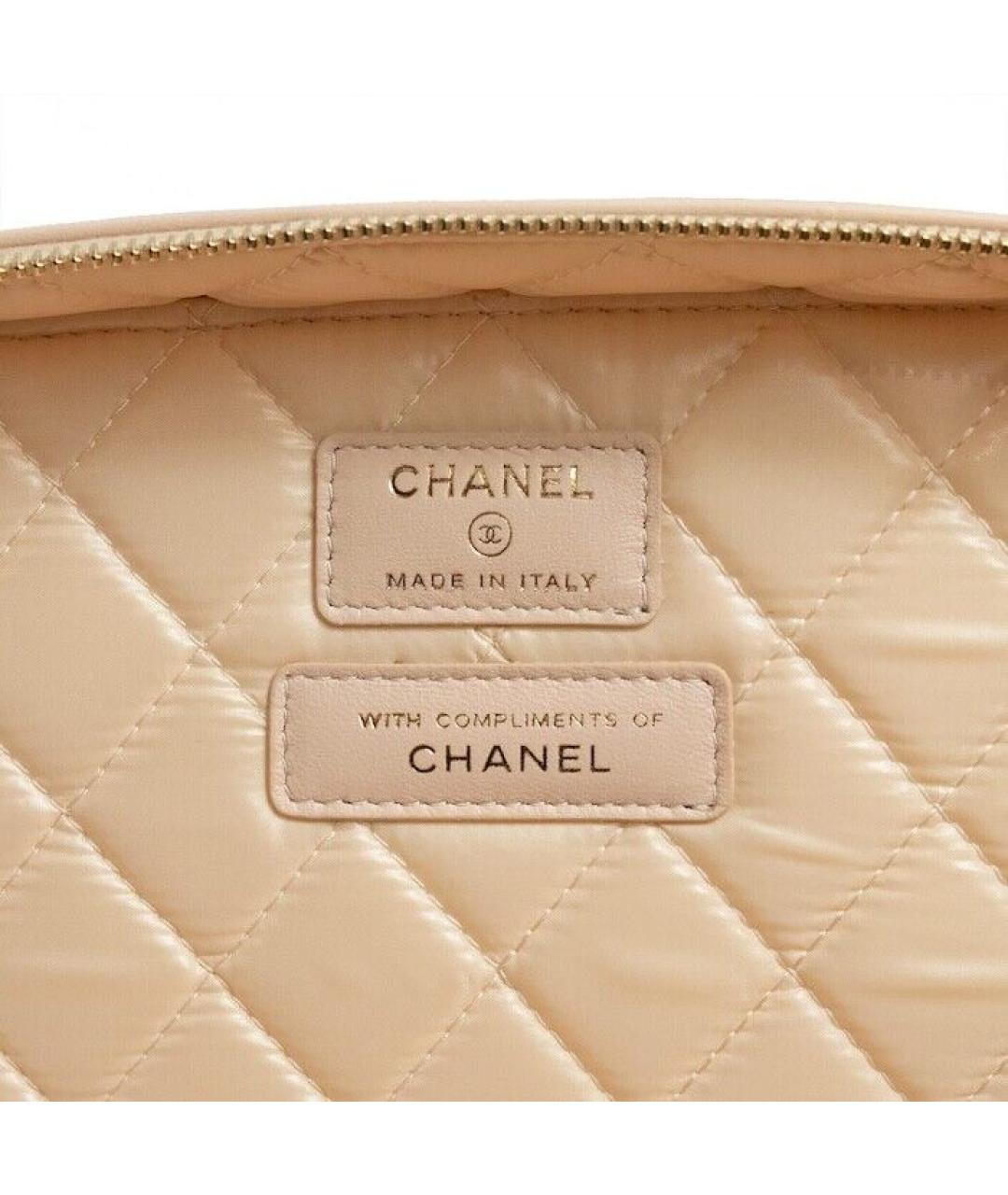 CHANEL Бежевая кожаная косметичка, фото 8