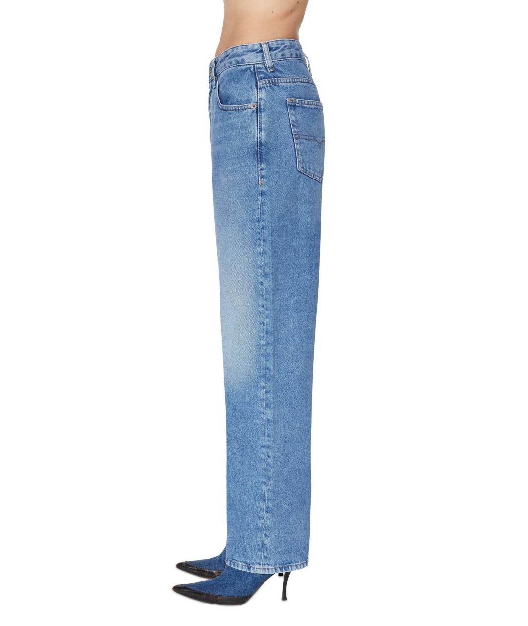 DIESEL Голубые хлопковые прямые джинсы, фото 4