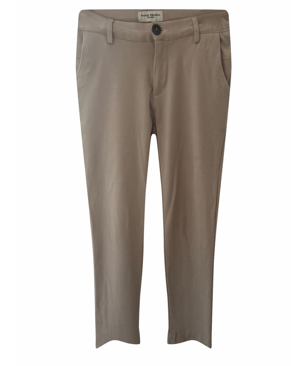 PAOLO PECORA Бежевые хлопковые брюки и шорты, фото 1