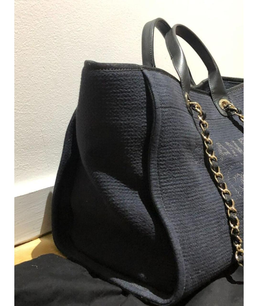 CHANEL Черная тканевая сумка тоут, фото 4