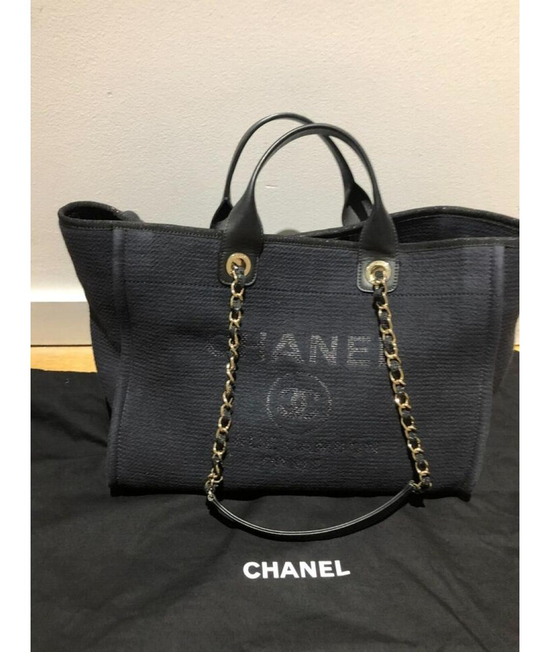 CHANEL Черная тканевая сумка тоут, фото 8