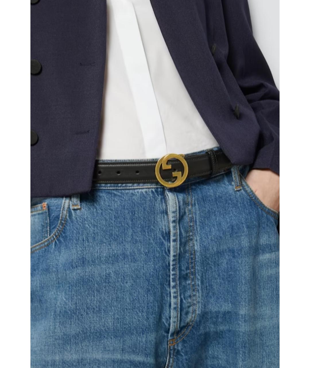 GUCCI Черный кожаный ремень, фото 4