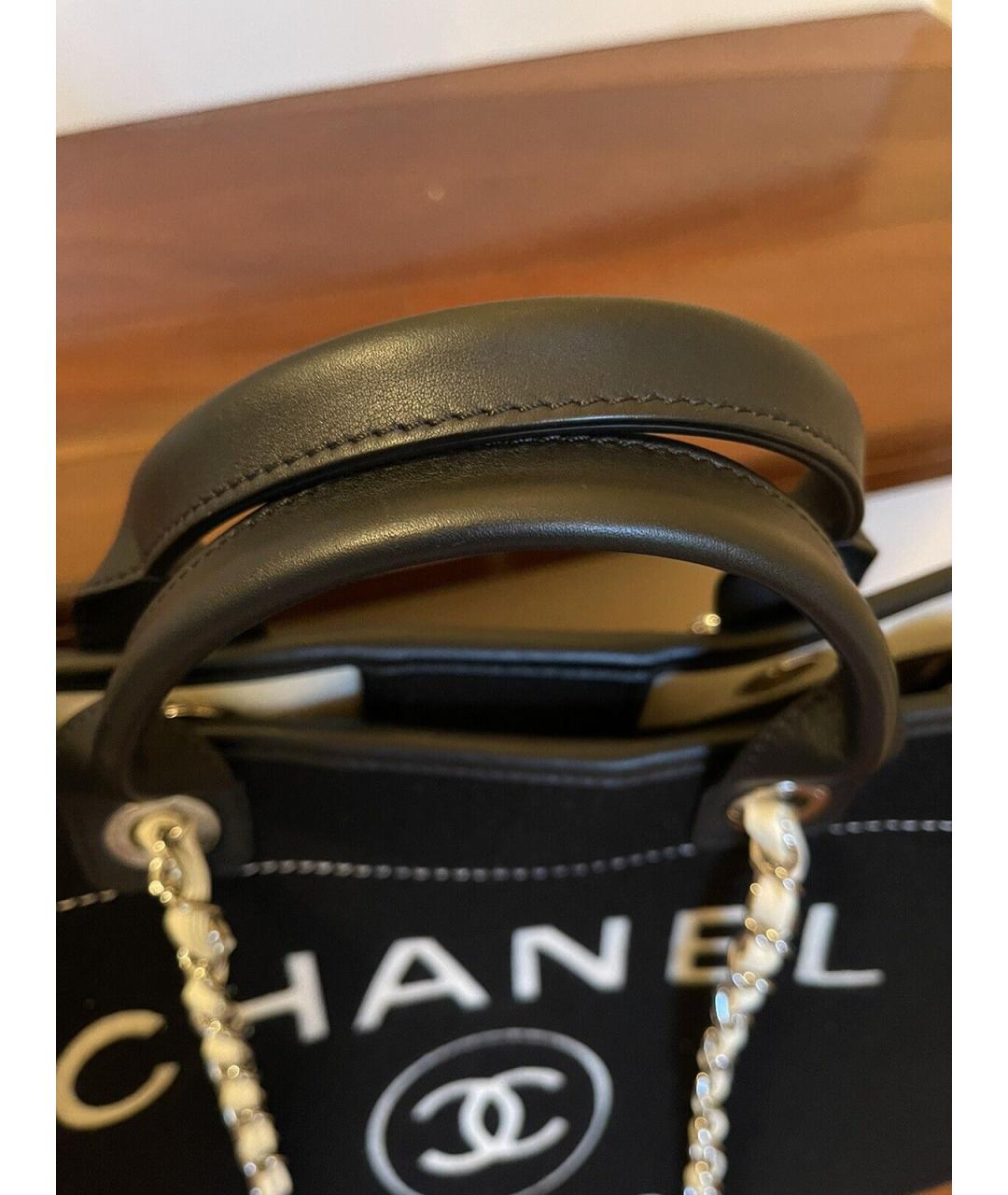 CHANEL Черная тканевая сумка тоут, фото 3