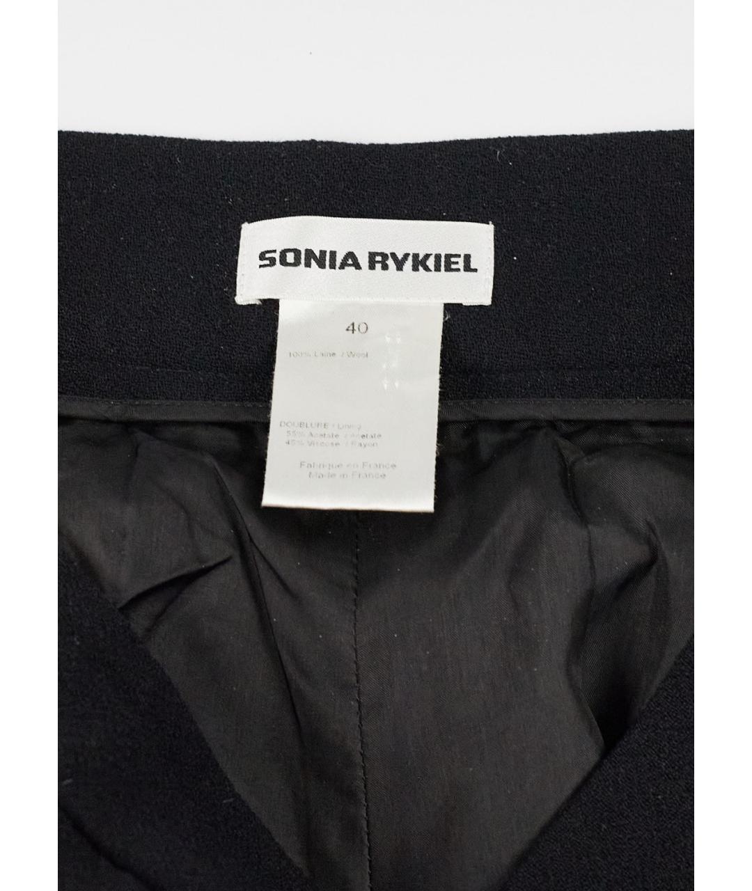 SONIA RYKIEL Черные шерстяные брюки широкие, фото 3