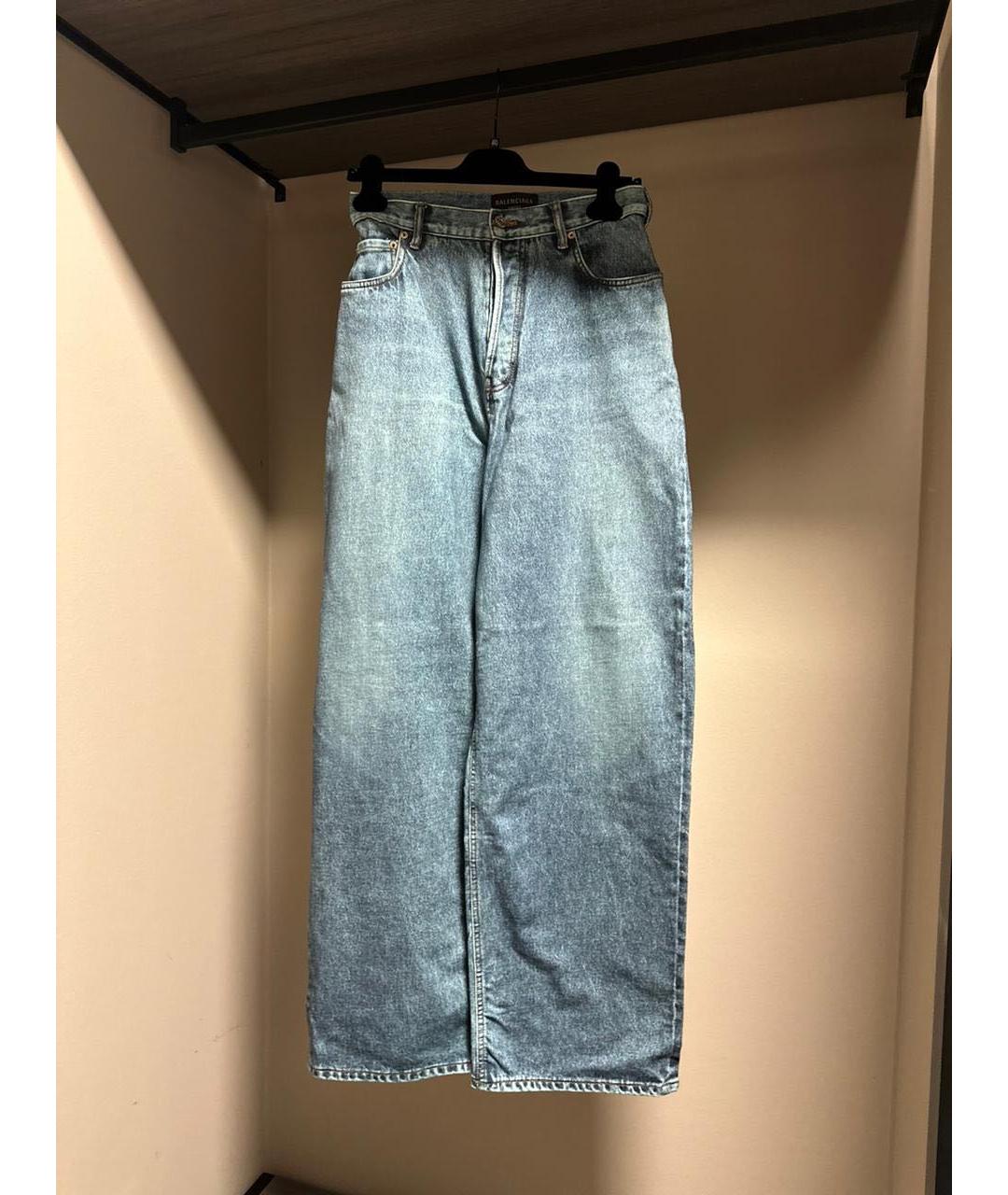 BALENCIAGA Голубые хлопковые прямые джинсы, фото 4