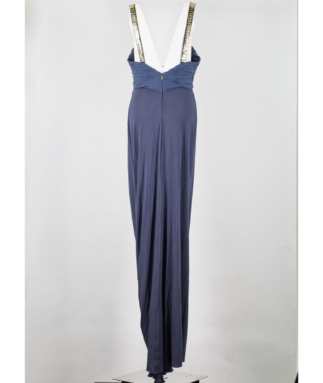 ROBERTO CAVALLI Темно-синее вискозное вечернее платье, фото 2