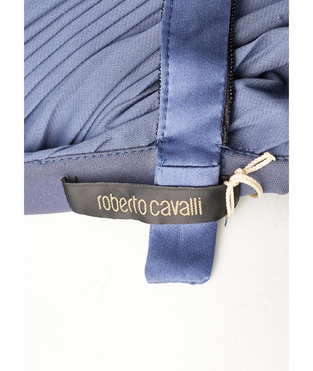 ROBERTO CAVALLI Темно-синее вискозное вечернее платье, фото 3