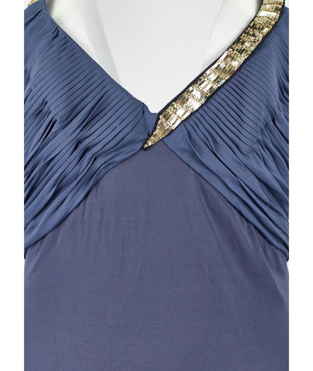 ROBERTO CAVALLI Темно-синее вискозное вечернее платье, фото 4
