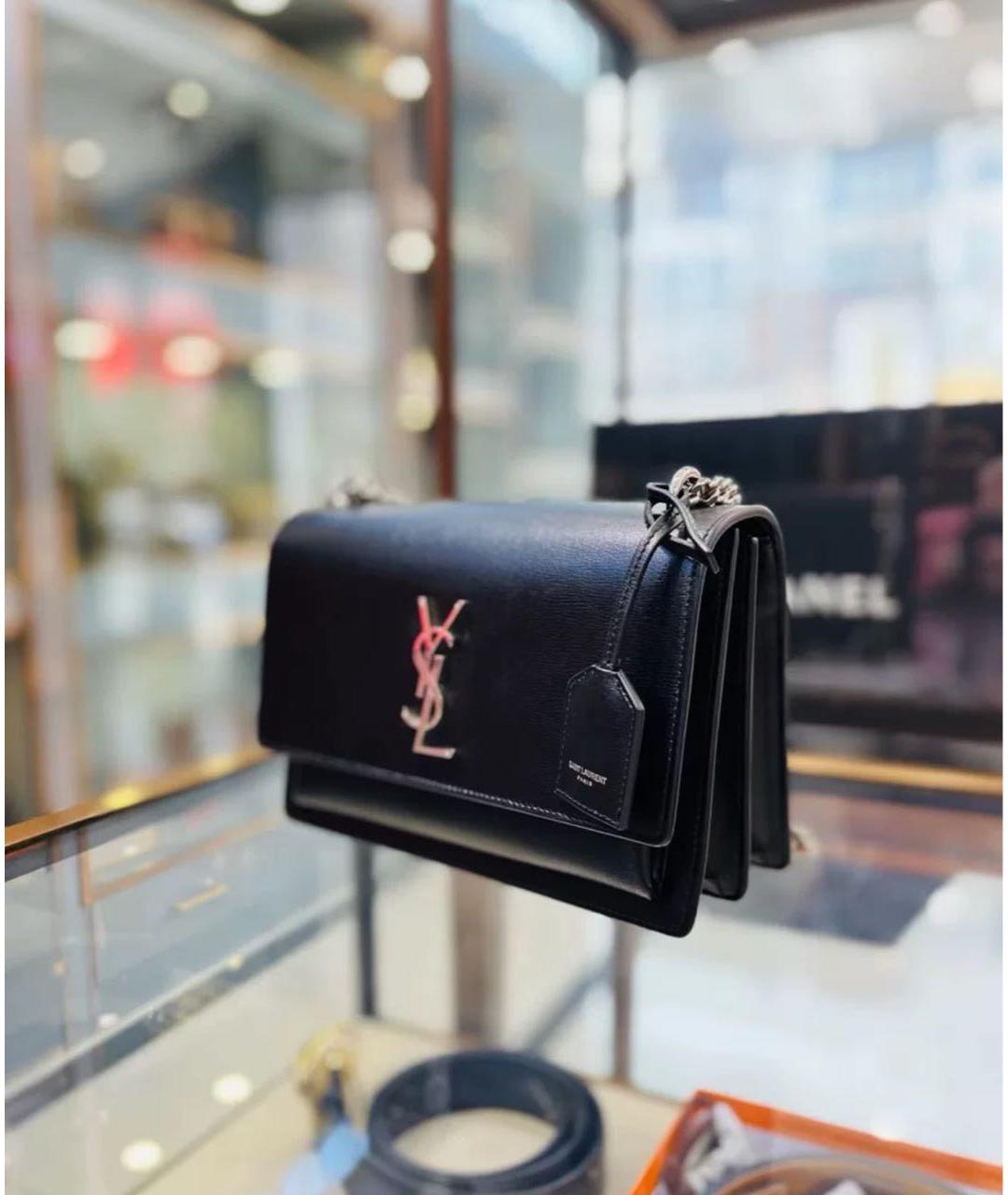 SAINT LAURENT Черная кожаная сумка через плечо, фото 4