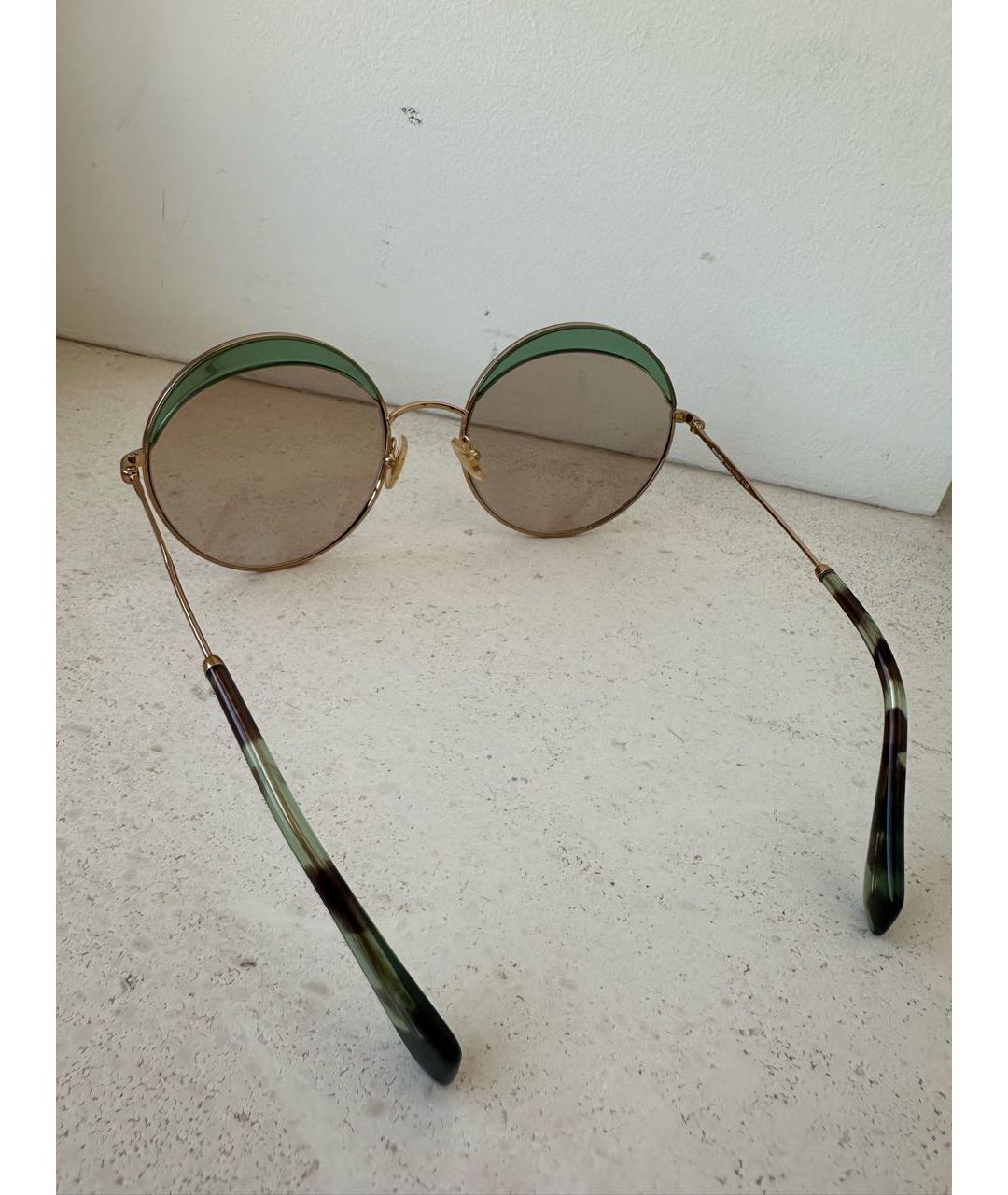 MIU MIU Зеленые металлические солнцезащитные очки, фото 4