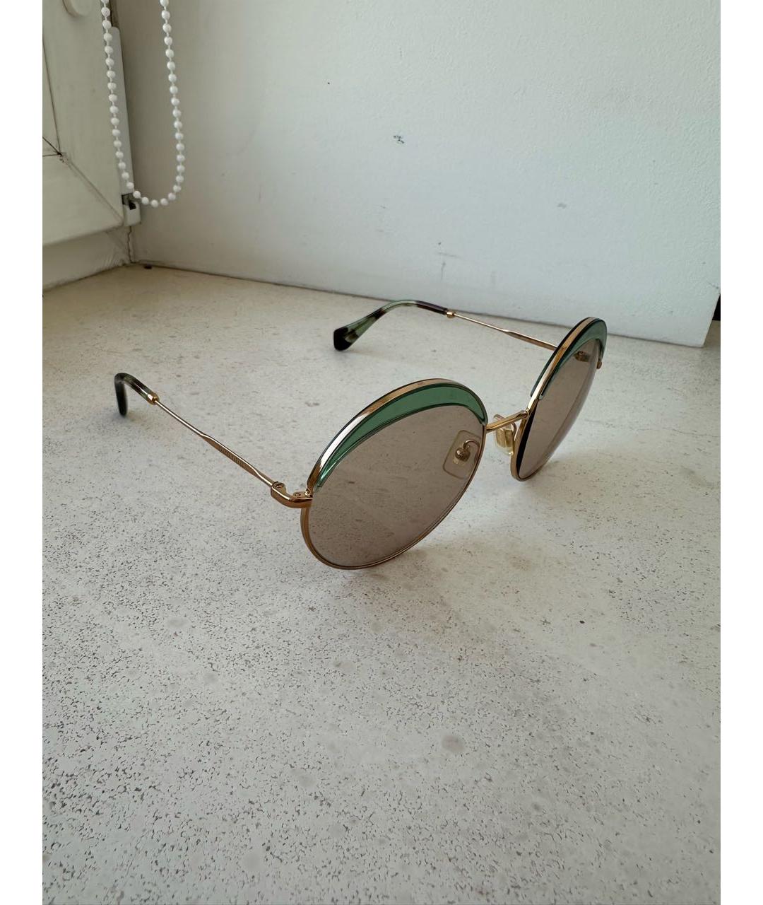MIU MIU Зеленые металлические солнцезащитные очки, фото 2
