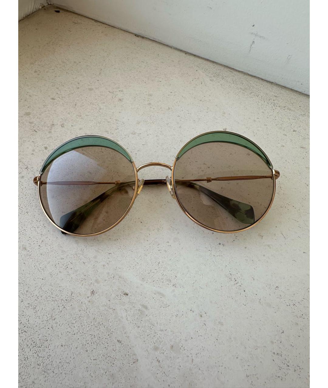 MIU MIU Зеленые металлические солнцезащитные очки, фото 6
