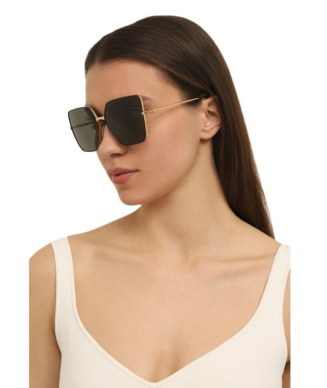 GUCCI Золотые металлические солнцезащитные очки, фото 7