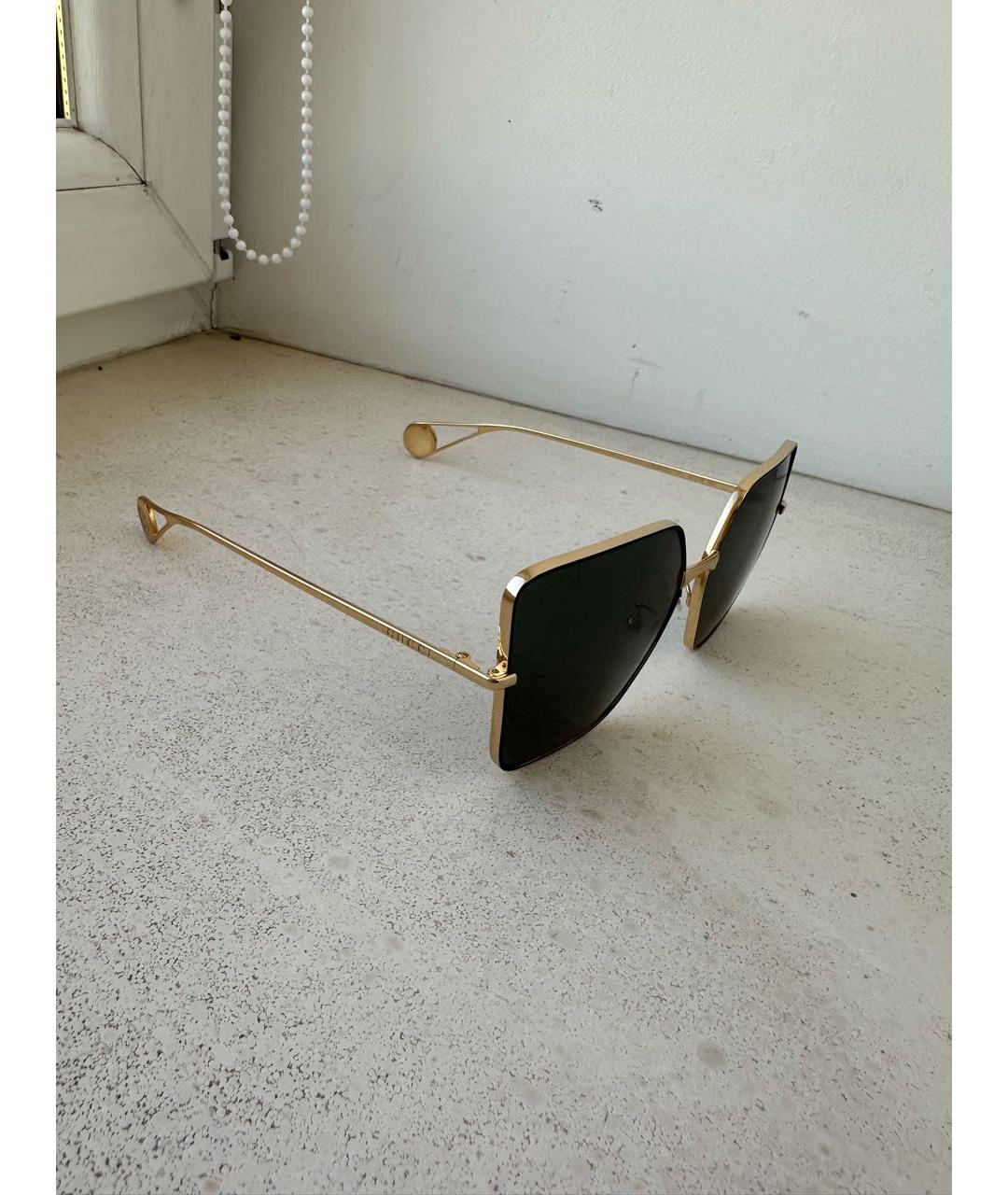 GUCCI Золотые металлические солнцезащитные очки, фото 6