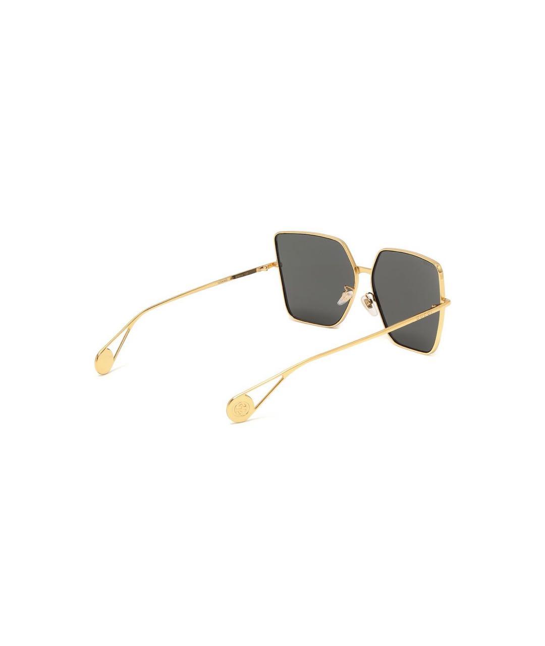 GUCCI Золотые металлические солнцезащитные очки, фото 3