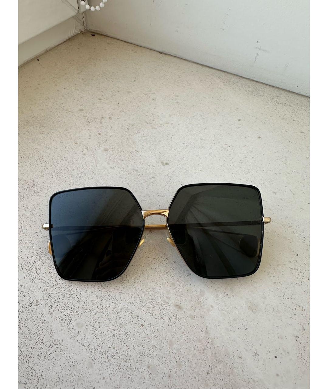 GUCCI Золотые металлические солнцезащитные очки, фото 4