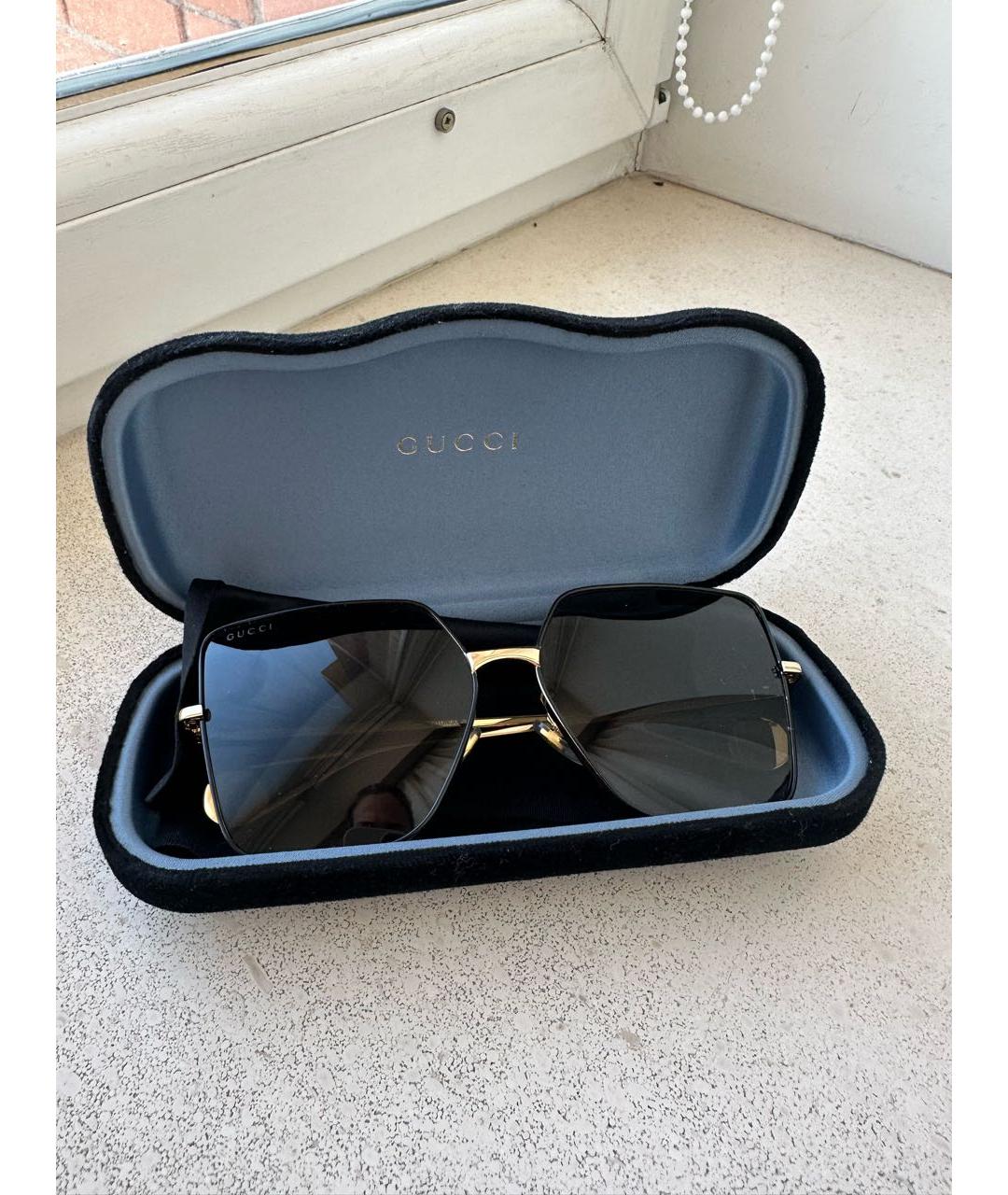 GUCCI Золотые металлические солнцезащитные очки, фото 5