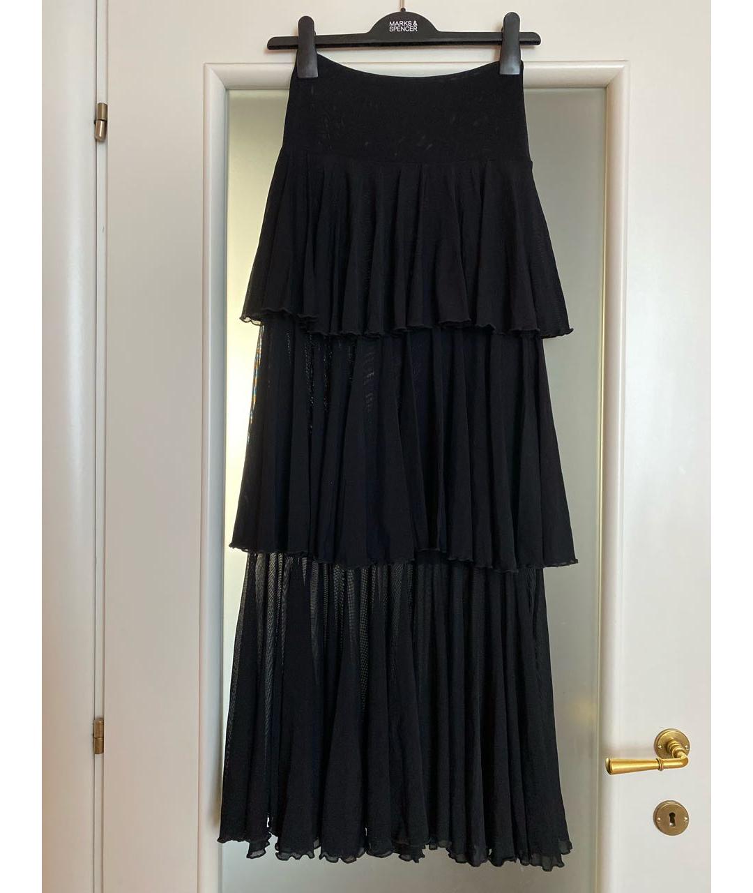 FISICO Черная полиамидовая юбка макси, фото 7