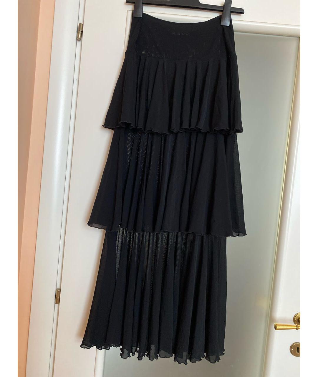 FISICO Черная полиамидовая юбка макси, фото 2