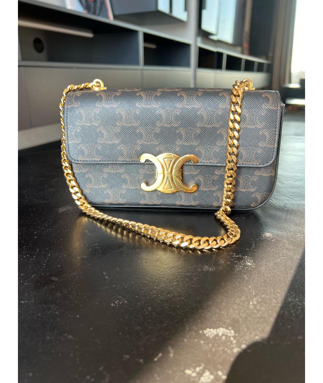 CELINE PRE-OWNED Коричневая кожаная сумка через плечо, фото 9