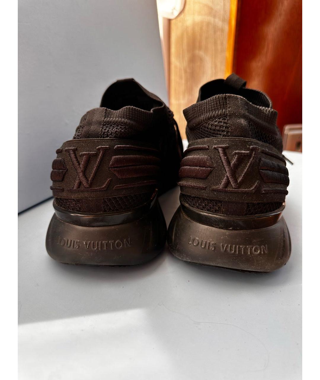 LOUIS VUITTON PRE-OWNED Антрацитовые текстильные низкие кроссовки / кеды, фото 4