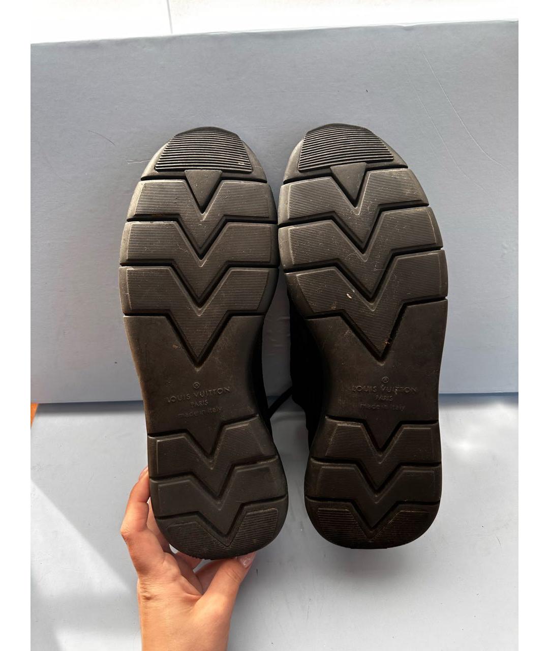 LOUIS VUITTON PRE-OWNED Антрацитовые текстильные низкие кроссовки / кеды, фото 5