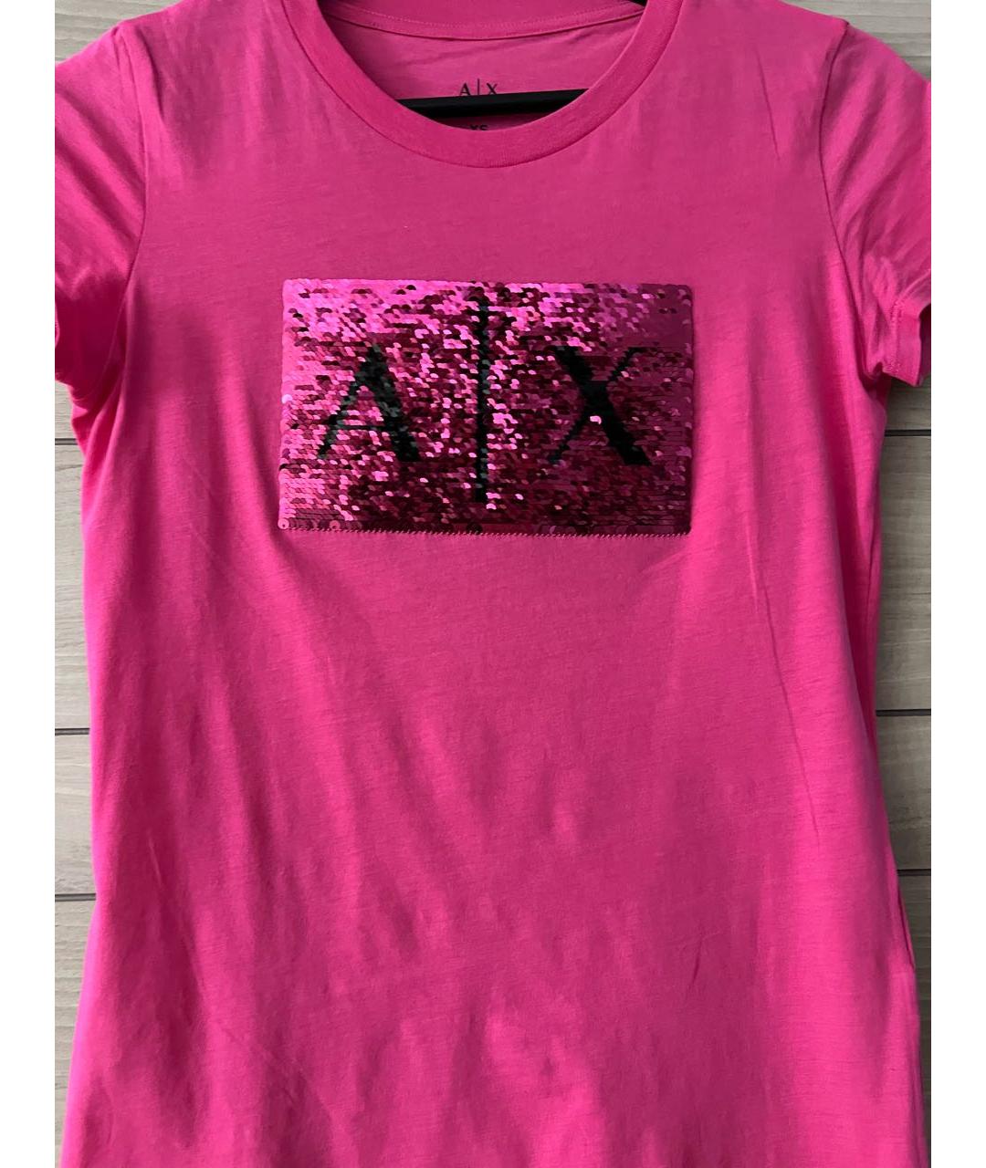 ARMANI EXCHANGE Розовая хлопковая футболка, фото 5
