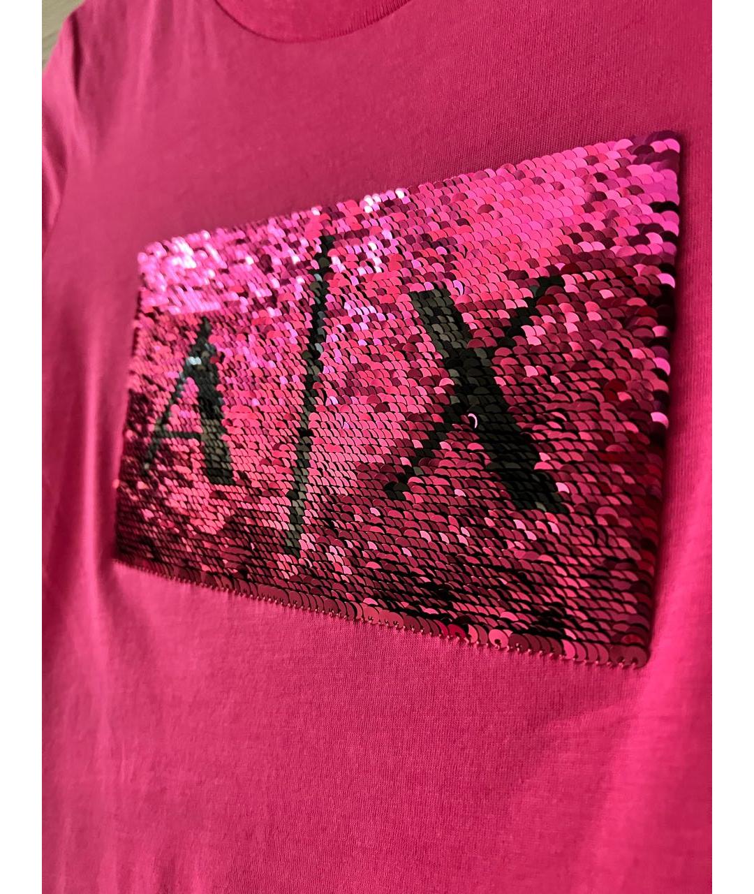 ARMANI EXCHANGE Розовая хлопковая футболка, фото 4