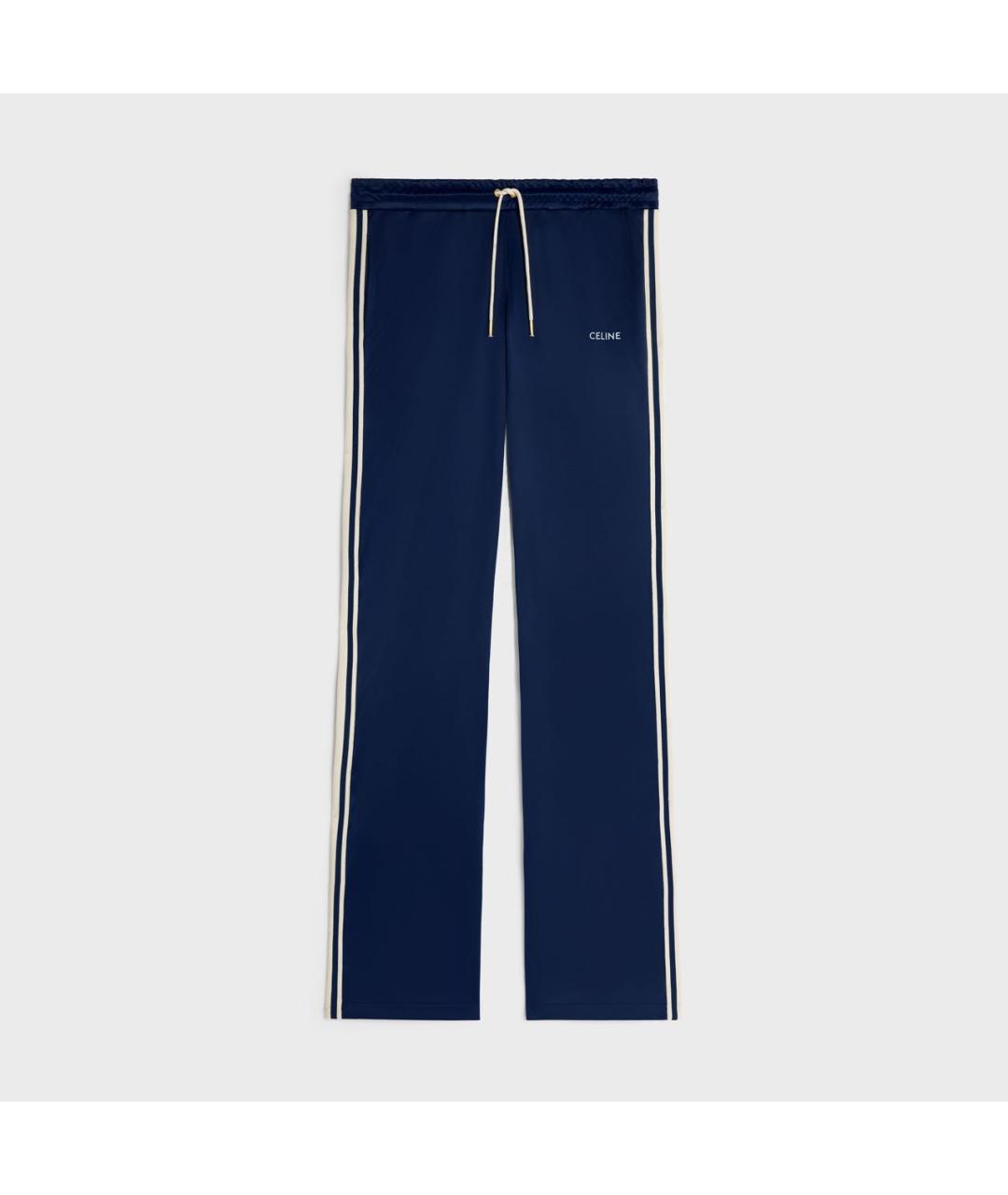 CELINE Темно-синие полиэстеровые брюки широкие, фото 2