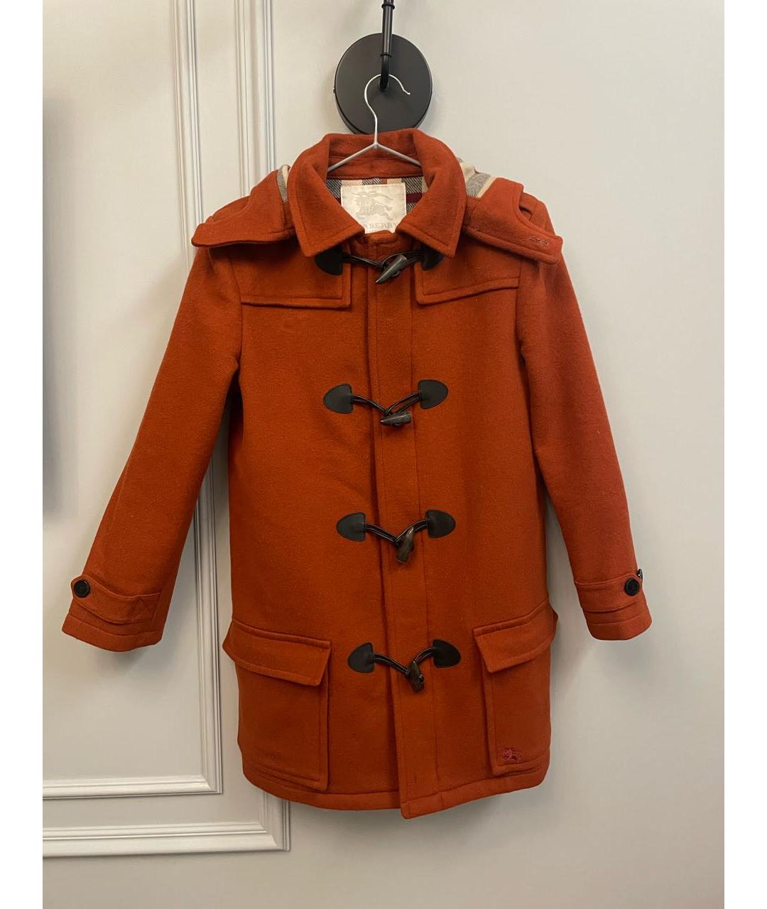 BURBERRY Оранжевое шерстяное пальто, фото 6