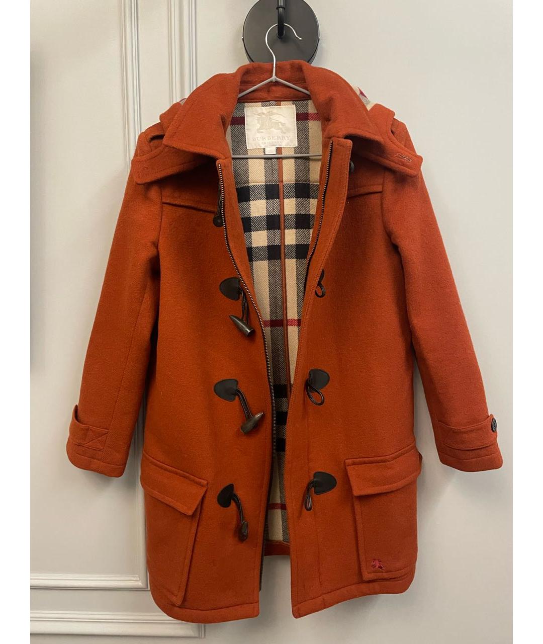 BURBERRY Оранжевое шерстяное пальто, фото 4